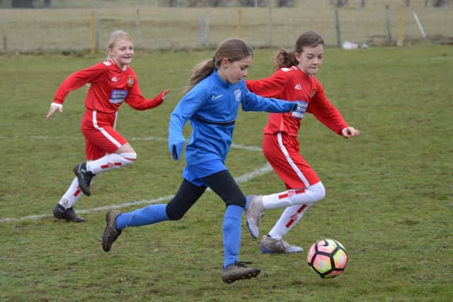 Heslerton Girls Under-10s on the attack during their win against Scarborough Ladies
