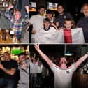 Scarborough football fans celebrate England's passage into the final of Euro 2024.