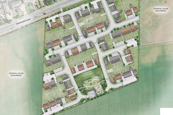 Proposed layout of 93 properties, land South Of Racecourse Road, East Ayton. Keepmoat Homes