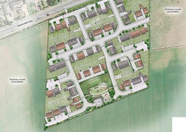 Proposed layout of 93 properties, land South Of Racecourse Road, East Ayton. Keepmoat Homes