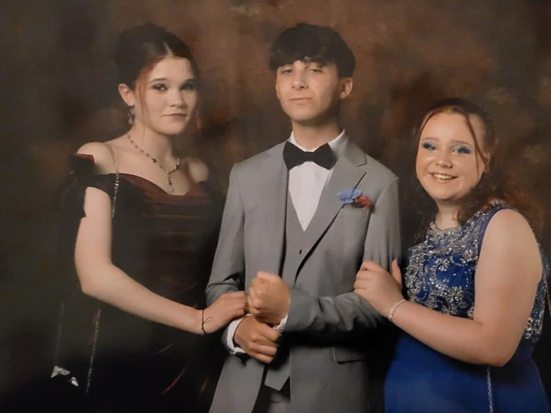 Belle and friends Ryan and Lucy at Headlands School prom.
