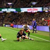 Matt Fagerson scored Scotland's fifth try in the record 35-7 win over Wales at Murrayfield. (Photo by Ian MacNicol/Getty Images)