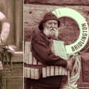 Whitby RNLI volunteer Henry Freeman photographed in 1880 (left) and modern recreation featuring Bridlington RNLI volunteer Bob Taylor (right). Photos courtesy of Whitby Literary and Philosophical Society (left) and Mike Milner Bridlington RNLI (right).
