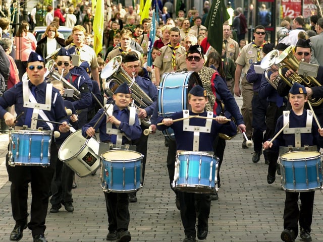 The St George's Day Parade made its way towards the Mansion House in Doncaster