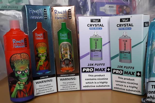 A selection of the illegal vapes seized by North Yorkshire Council trading standards officers from the Save a Lot shop in Scarborough.