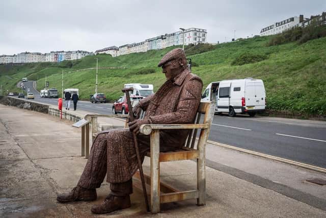 Freddie Gilroy statue in Scarborough North Bay. Copyright Brian Deegan, Geograph.