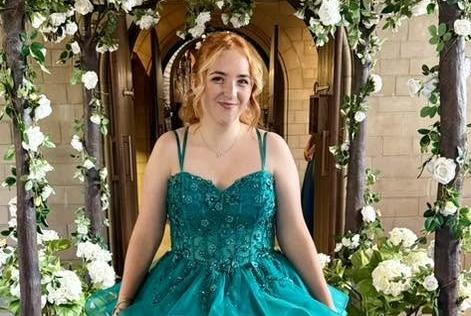 Emily Barnes in a stunning dress.