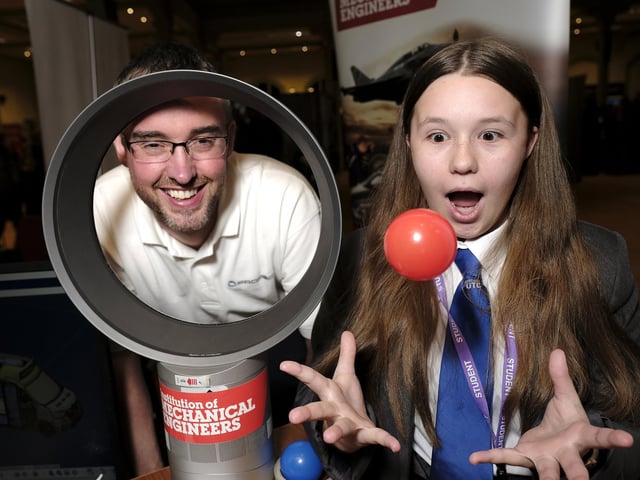 Peter Bowes of WNVTECH with a Scarborough UTC pupil