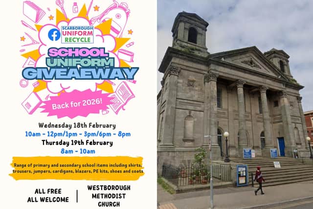 The school uniform giveaway will take place on both February 18 and 19 at Westborough Methodist Church in Scarborough. Photo credit: Google Maps/Scarborough Uniform Recycle.