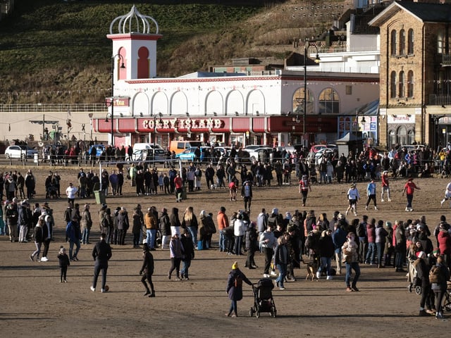 Fishermen vs Firemen football match on Scarborough's South Bay
