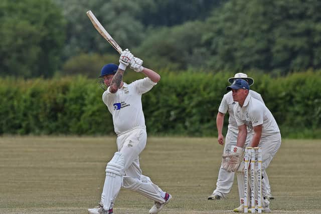 Sherburn batter Jordan Wharton hit 55 in their loss at home to leaders Scalby. Photo by Simon Dobson