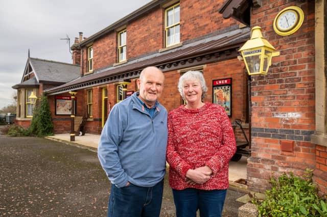 Carol and Mark Benson, owners of the former Ebberston Station at Allerston, near Pickering, North Yorkshire.