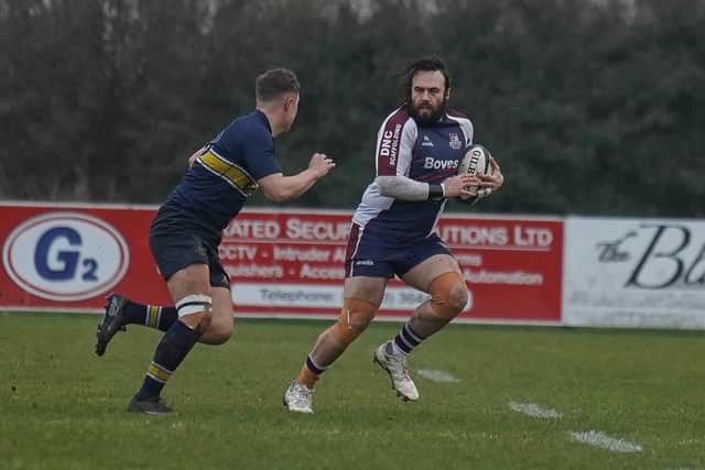 Harry Domett in action for Scarborough RUFC during their defeat of Old Crossleyans. Photo by Charlie Hopper