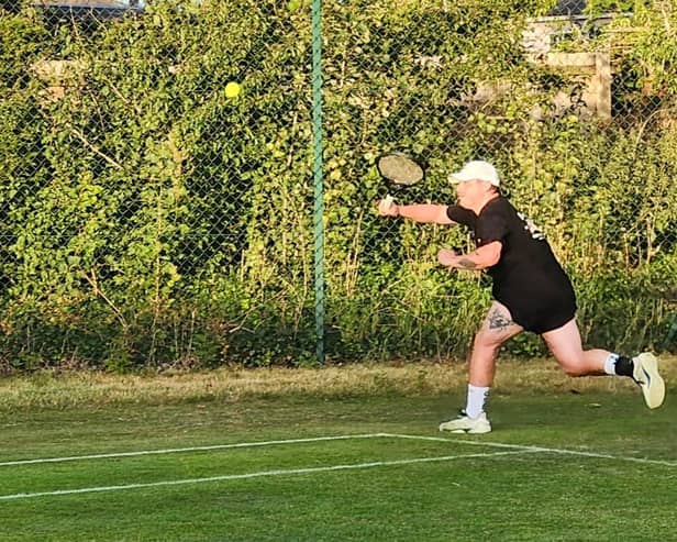 Jack Boddy in action for Scalby Tennis Club's Men's A team.