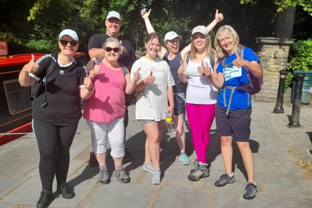 The walkers had practice sessions before the big day to help them prepare.