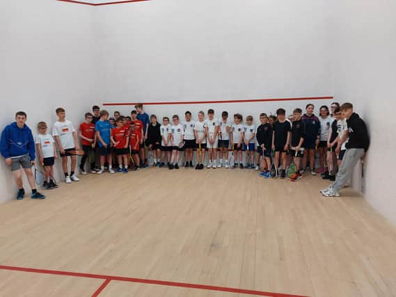 The junior players line up at the York & District Junior series finale at Scarborough Squash Academy.