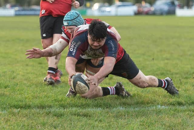 Ropeti Ropeti scored the opening try for Scarborough RUFC in the win at Malton. Photo by Andy Standing