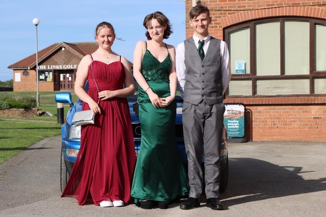 These Bridlington School students are looking great outside their prom venue-  Bridlington Links Golf course.
