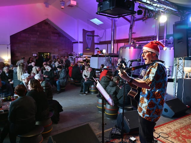 Christmas songs at the brewery.