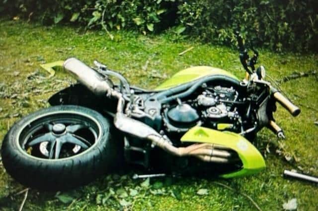 Sam was thrown from his bike, which was later found in three pieces.