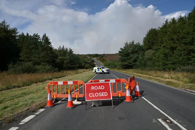 The A171 remains closed due to continued moorland fires - photo Richard Ponter