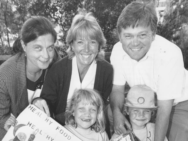 Filey Brownies Angela Ness, left, and Nicola Hinchcliffe are pictured in June 1997 with their dental care competition winning posters before being presented with their prizes by, back from left, Selles Chemist manager Joan Ferguson, dental practice manager Andrew Wood, and dentist Robert Gobel. 