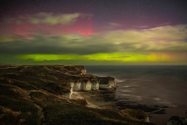 Aurora Borealis at Flamborough. photo: Astro Dog.