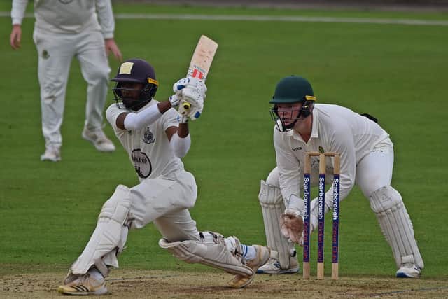 Scarborough all-rounder Gihan Koralage top scored for the hosts with an inventive 45. Photo by Simon Dobson