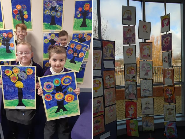Some colourful creations, and the work on display in the school.