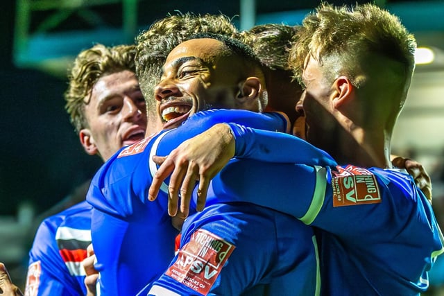 Junior Mondal celebrates putting Whitby 2-0 up
