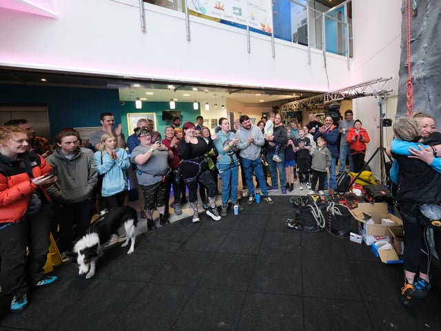 A congratulations on the new climbing wall. picture: Richard Ponter