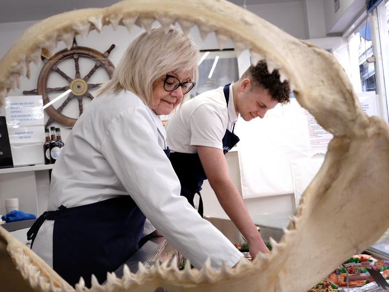 Preparing the fish at Sandgate Seafoods.
picture: Richard Ponter