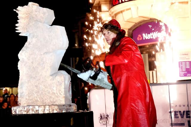 There will be live ice carving in which a sculptor will craft an impressive Yuletide masterpiece from an enormous block of ice. Photo from last year's event by Richard Ponter