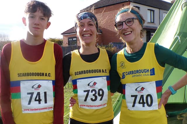 The three generations team for Scarborough Athletic were, from left, Jack Marshall, his mum Rhona Marshall and Sue Haslam, Jack's grandma and Rhona's mum.