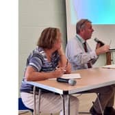 Councillor David Tucker answers questions at the North Library.