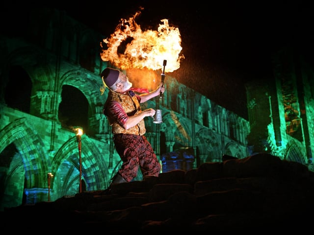 One of the performers at the Illuminated Whitby Abbey event
