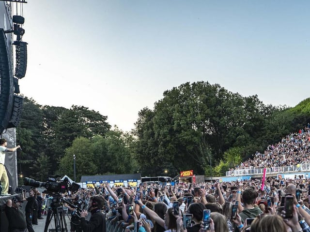 Tom Grennan entertains the crowd at the Open Air Theatre.