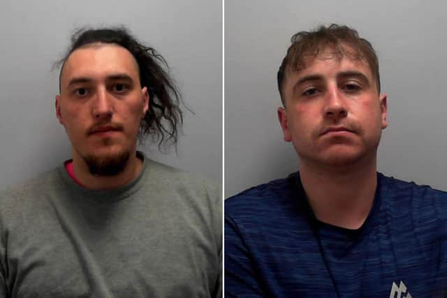 Samuel Nicholson (left) and Ben Collins (right) were sentenced to a total of more than 50 months in prison