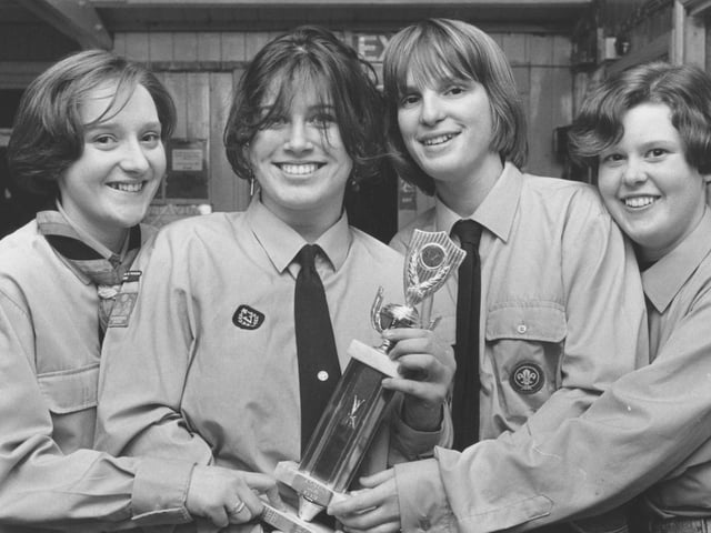 Four of the Scarborough Venture Scout squad in January, 1993, who collected the winners trophy in a five-a-side soccer competition. Left to right, Carole Walkland, Lucy Magson, Katie Graham, Joanne Appleby.