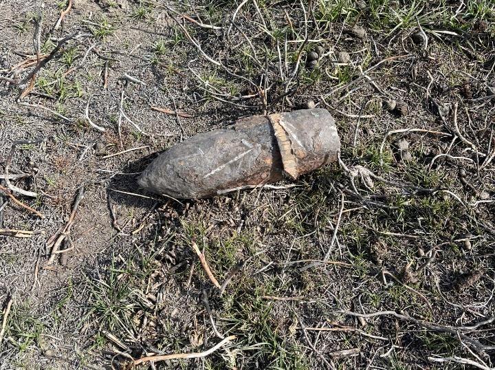 Unexploded ordnance forced crews to withdraw to a safe distance.