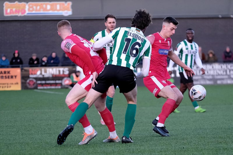 Luca Colville gets the ball under control for Scarborough Athletic against Blyth Spartans.