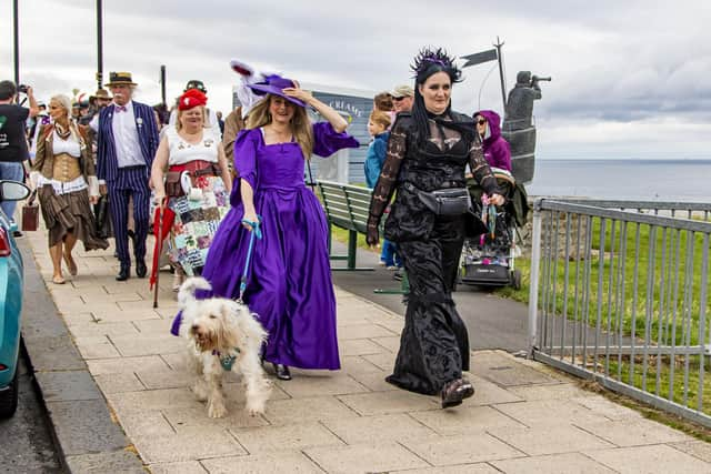 Steampunks on Whitby West Cliff.
picture by Ian Carr.