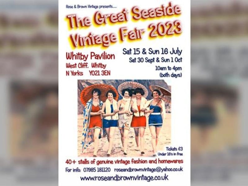 The Great Seaside Vintage Fair will take place at Whitby Pavilion on July 15 and July 16. Now in its 13th year, the vintage fair is hosted by Rose & Brown Vintage. More than 40 stalls of genuine vintage fashion and homewares from the 1920's the 1980s, set within the Northern Lights Suite, overlooking the beach.