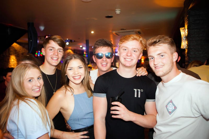 Charlotte, Ben, Emily, Connor, Callum & Drew celebrating their A-level results in Blue Lounge