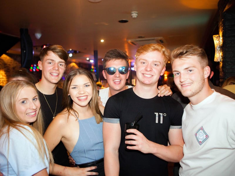 Charlotte, Ben, Emily, Connor, Callum & Drew celebrating their A-level results in Blue Lounge