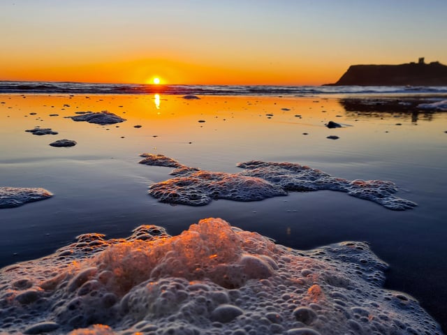 Clear blue skies at sunrise in Scarborough, by Jenna Jackson.