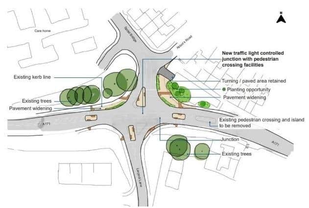 An outline of the Whitby Spital Bridge junction traffic scheme.