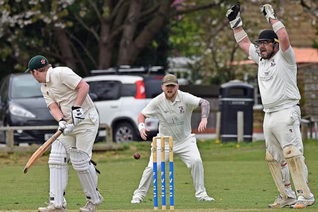 Brompton 2nds appeal for an LBW at Forge Valley. Photos by Simon Dobson