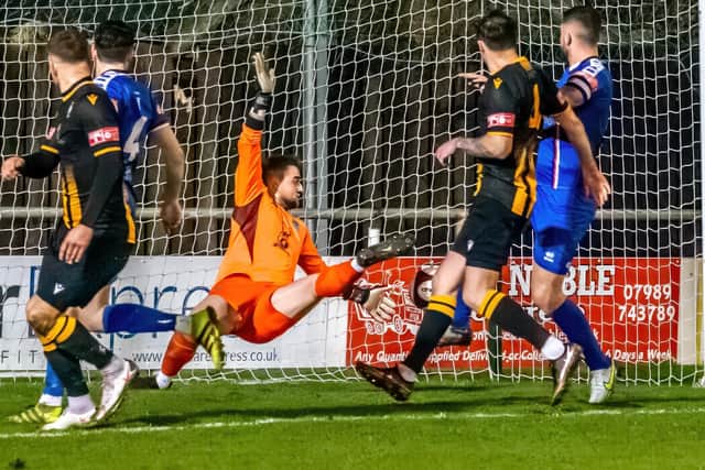 Morpeth Town net the winner at Whitby Town PHOTO BY BRIAN MURFIELD