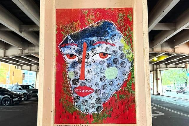Bea Roberts' artwork, installed at Gallery BQE.